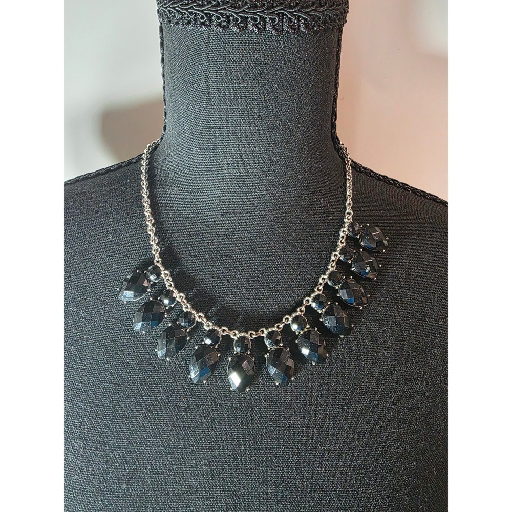 Charming Charlie Vintage Black Teardrop Statement Necklace Retro Whimsigoth